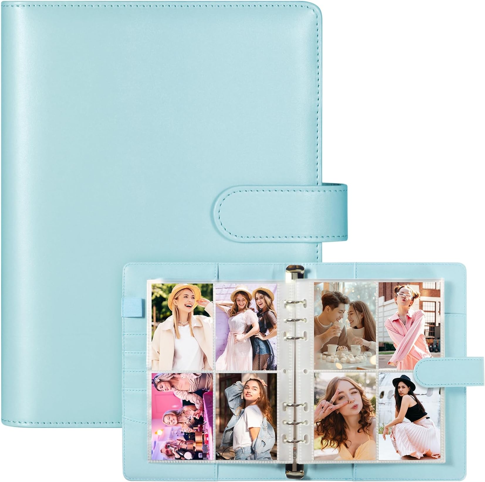 A5 Kpop Photocard Binder with 30 Pack 4-Pocket Card Pages, 6 Ring A5 Binder Card Collector Album with 240 Card Slots,PU Leather Binder Cover with Magnetic Buckle Closure for Organizing Trading Card