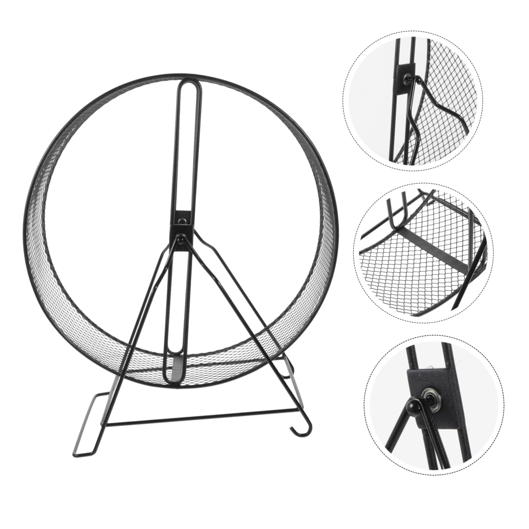 Ruota per Criceto Silenziosa con Staffa a Vite in Ferro Nero | Giocattolo per Roditori, Accessori Inclusi con Rack, per Criceto e Riccio