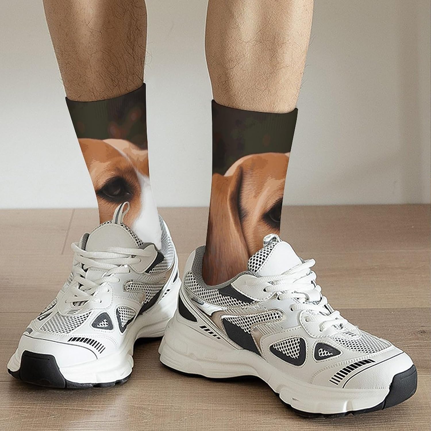 Breathable Sports Socks, Moisture Wicking, Lightweight Crew Socks | Cute Beagle Athletic Calf Socks for Women Men, Casual, Anti-Slip, Multifunctional Work Socks