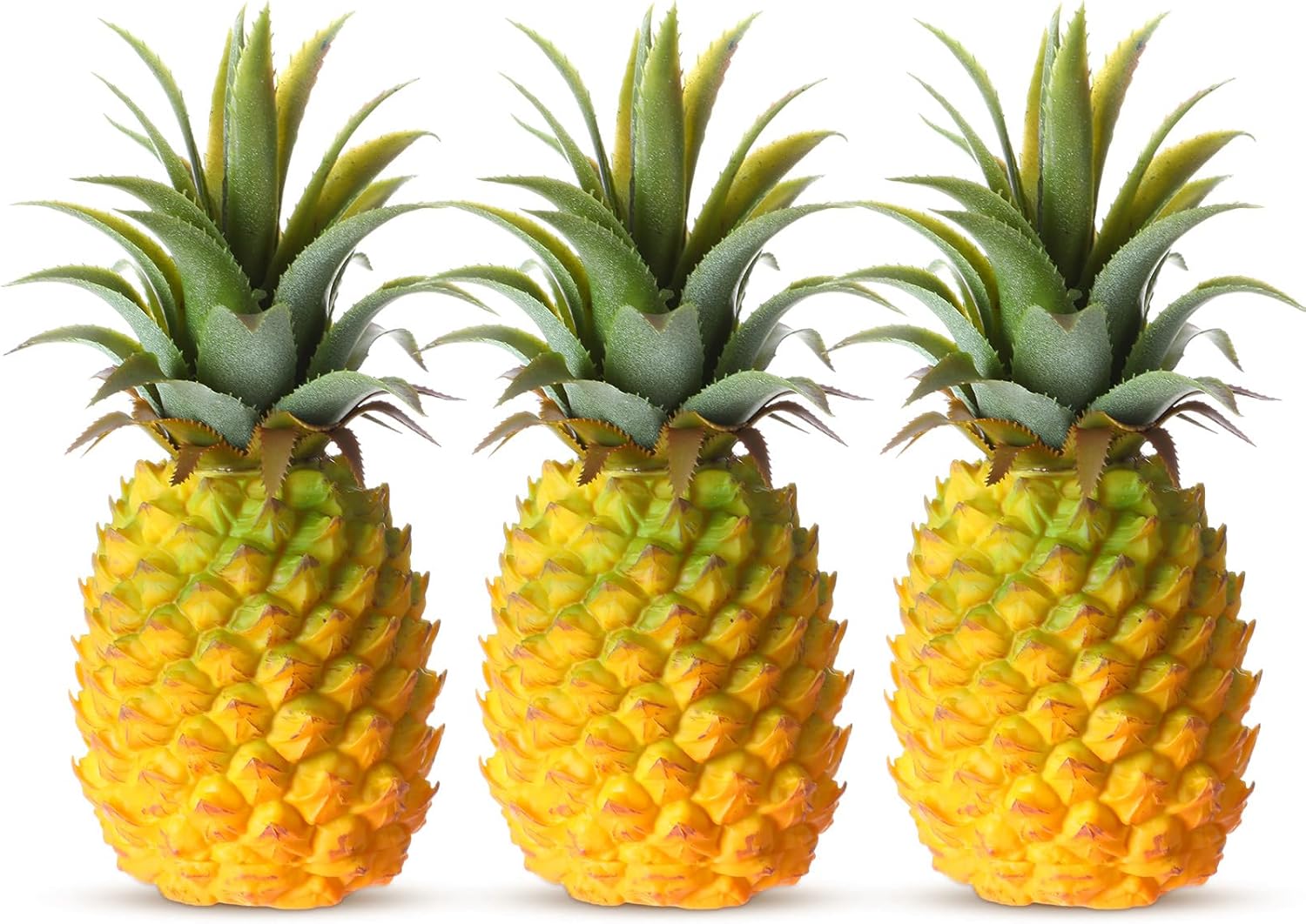 Simgoing 3 Pack Artificial Pineapple Simulated Fruit Decoration Fake Fruit Model Lifelike Pineapple for Summer Hawaiian Luau Tropical Party Decor Cabinet Table Decoration(Small)