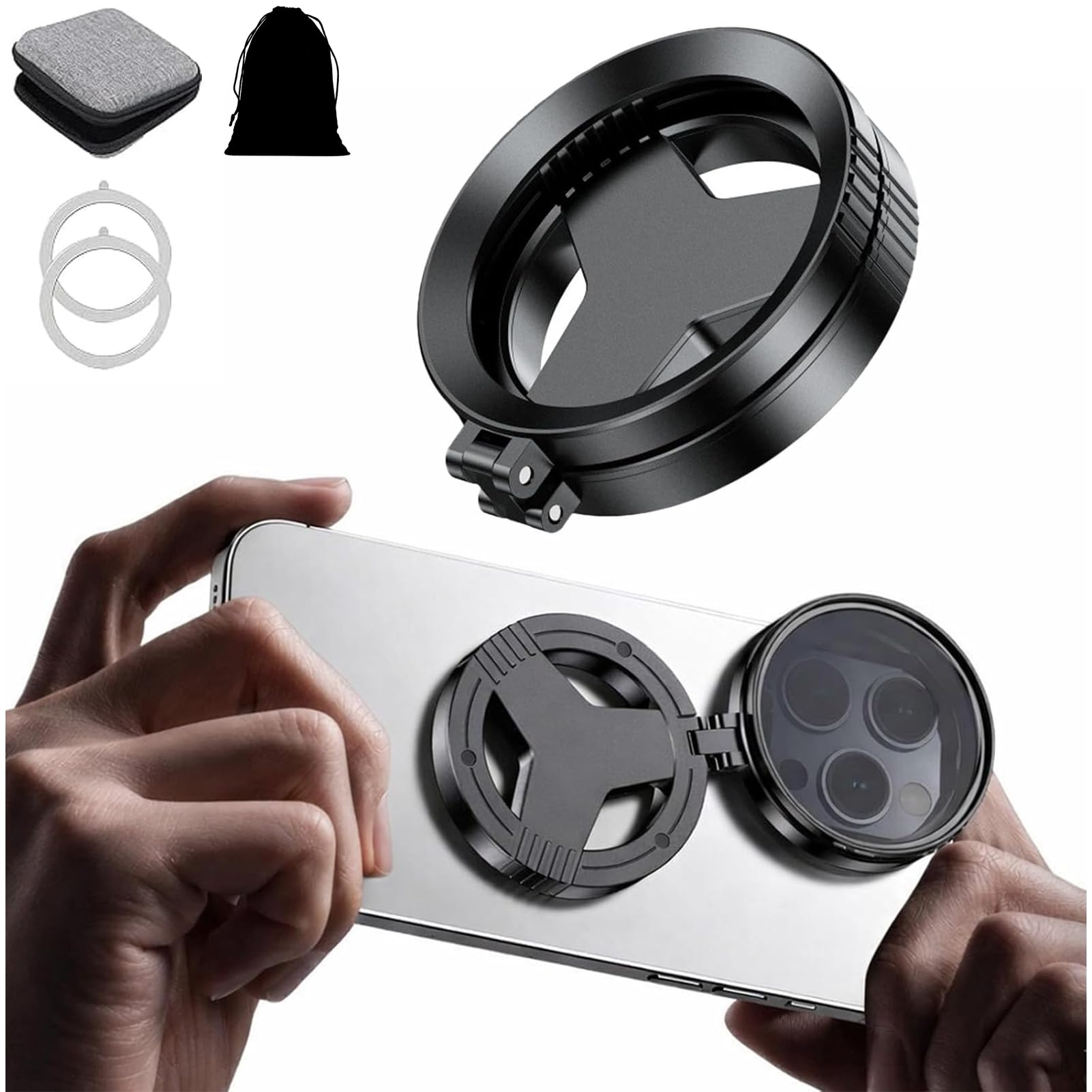 Filtro magnetico anti-riflesso per telefono, CPL 52 mm + filtro per fotocamera a stella e polarizzatore, attacco magnetico portatile pieghevole HD per iPhone, Samsung e Android (1)