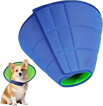 Dog Cone Collar, Adjustable Breathable Recovery Collars for Dogs, Soft Buster Collars for Dogs and Cats, Neck Recovery Collar for Pets, for Small Dog with Soft Protect Edge Blue, M, 30-35CM