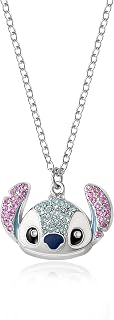 Stitch Necklace for Women Official License, 16"+3" Fashion Pave Crystal Stitch Jewelry for Women