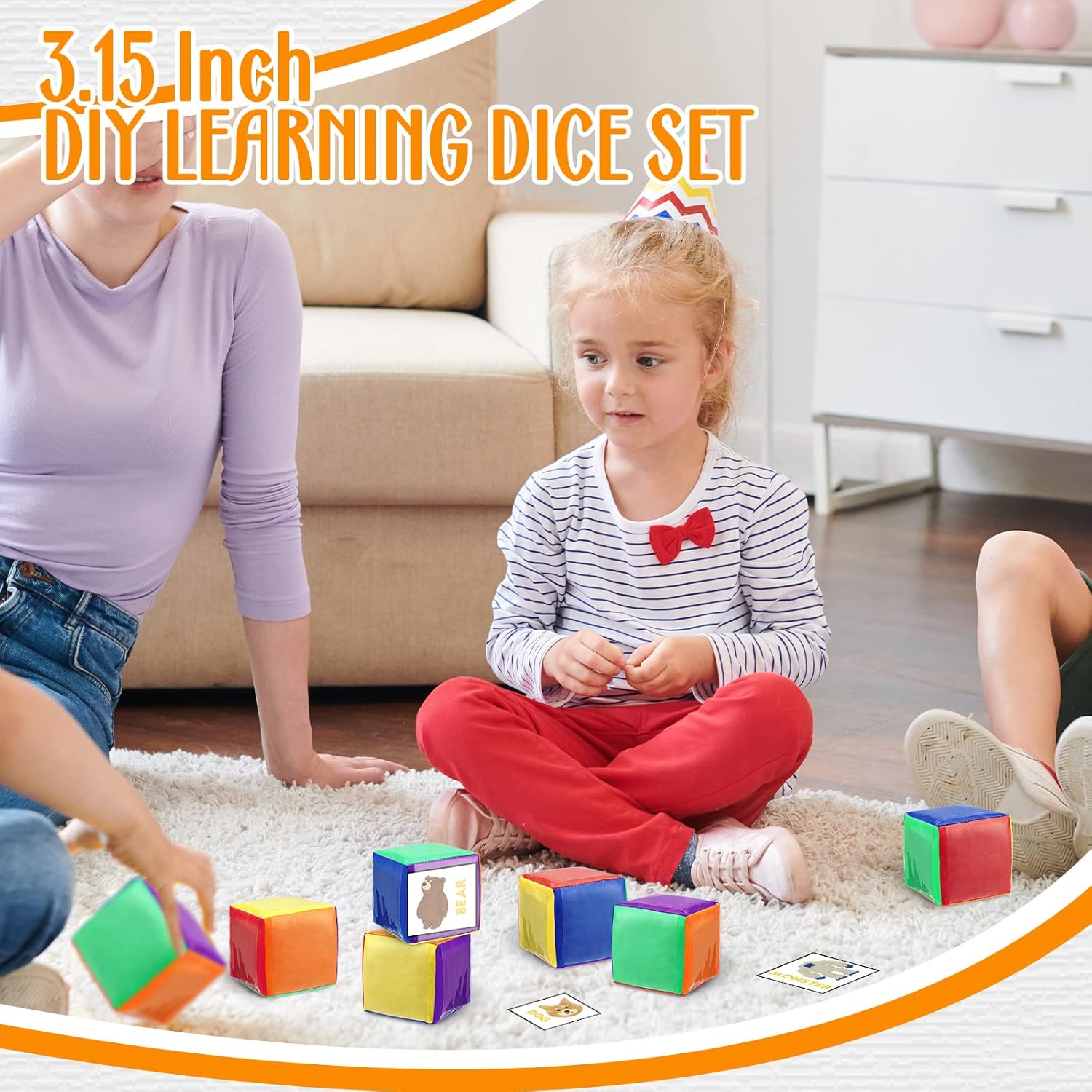 Yilloog 8 Pcs 3.15 Inch DIY Photo Pocket Dice Large Clear Foam Dice Playing Cubes Set 6 Sided Stacking Blocks Cubes (Multicolor)