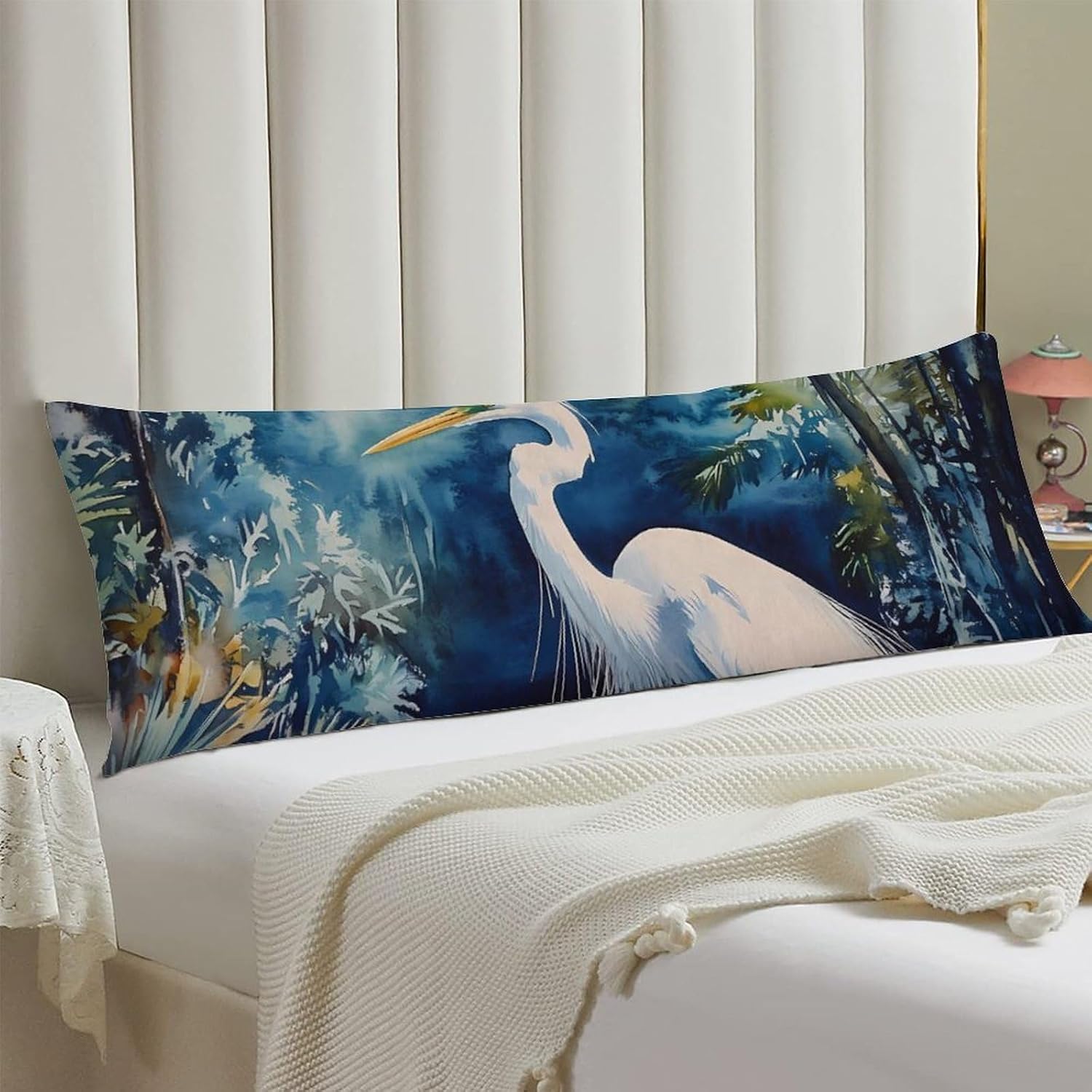 Herons Tropical Vegetation Body Pillow Cover Long Cushion 18.9x53.1 Inch | pillowcase,bed decor,farmhouse,sofa
