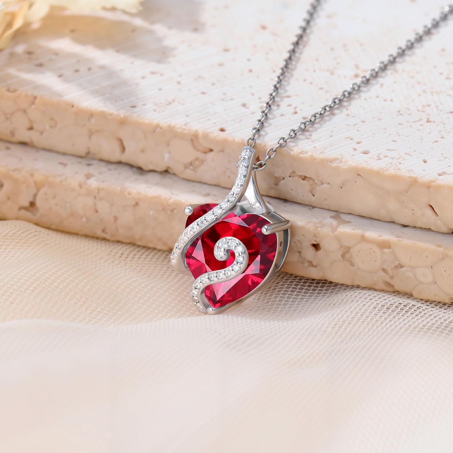 Infinity Heart Birthstone Necklaces for Women S925 Sterling Silver Heart Birthstone Pendant I Love You Birthday Christmas Anniversary Jewelry Gift for Her - Image 2