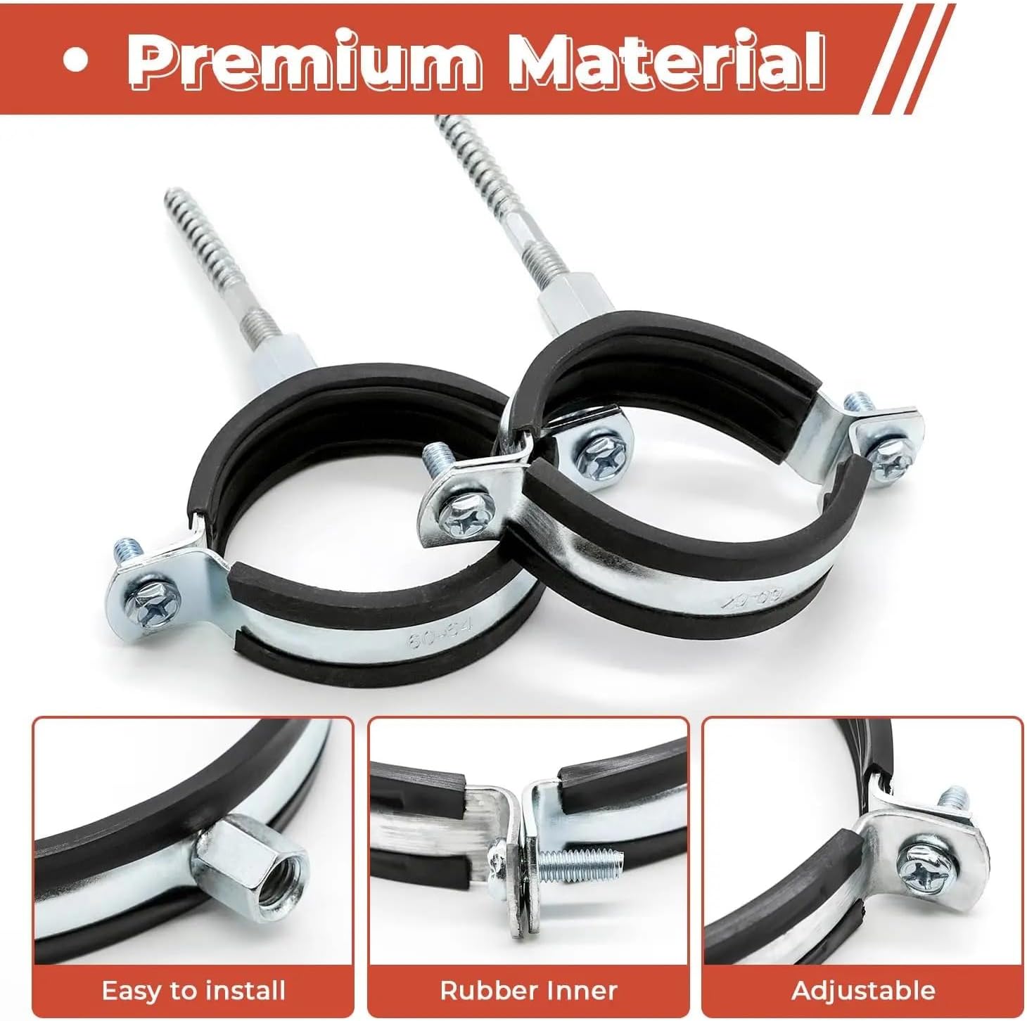 4PCS Pipe Bracket Clamp with Rubber Screw Adjustable 15-166mm Wall Ceiling Mount Clamp Support Hanger Clip(20-25mm)
