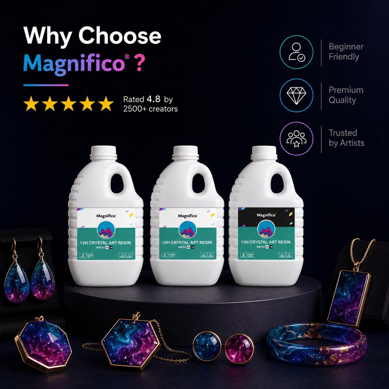 MAGNIFICO 12H Resin Crystal Clear 2:1 Epoxy Resin & Hardener Kit | 3 KG product image 7