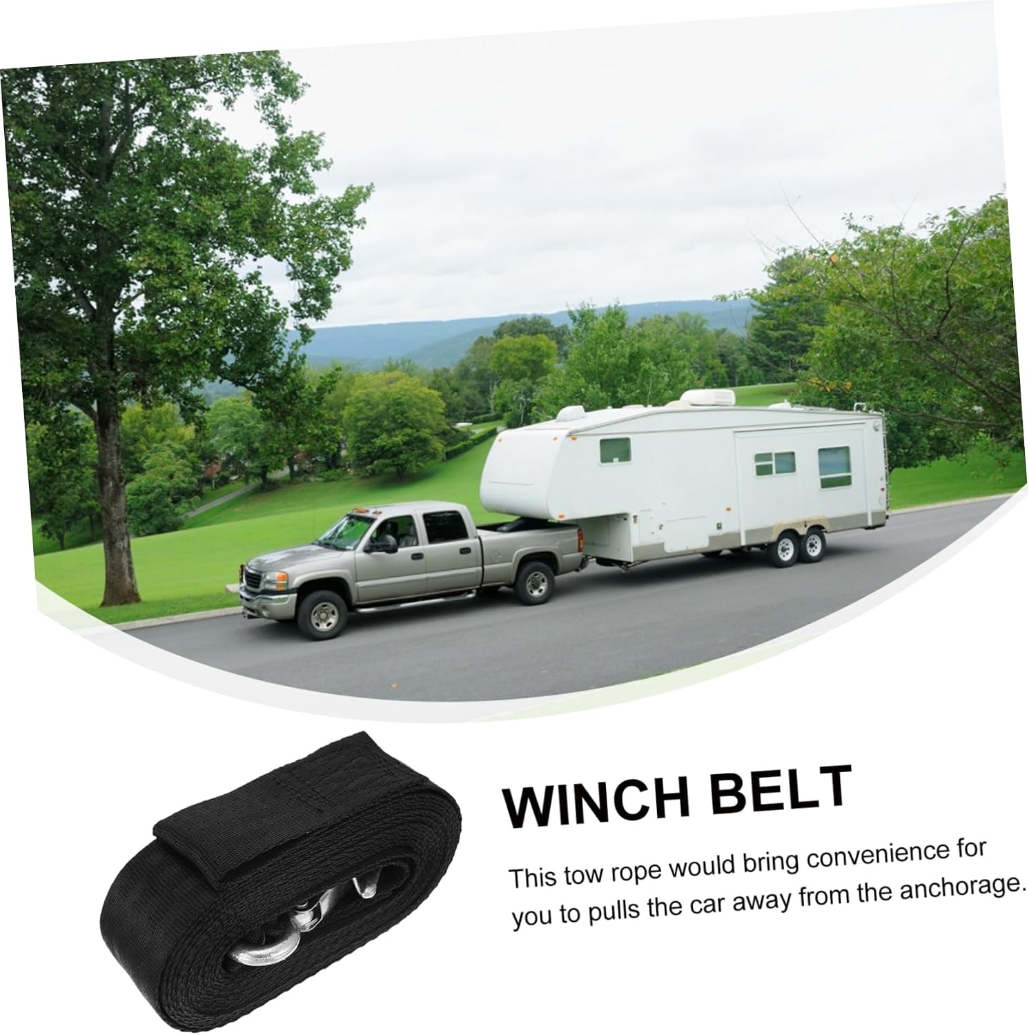 GLEAVI 1pc Polyester Trailer Winch Strap Hook for Loading Safe Portable Emergency Safety Rope for Use