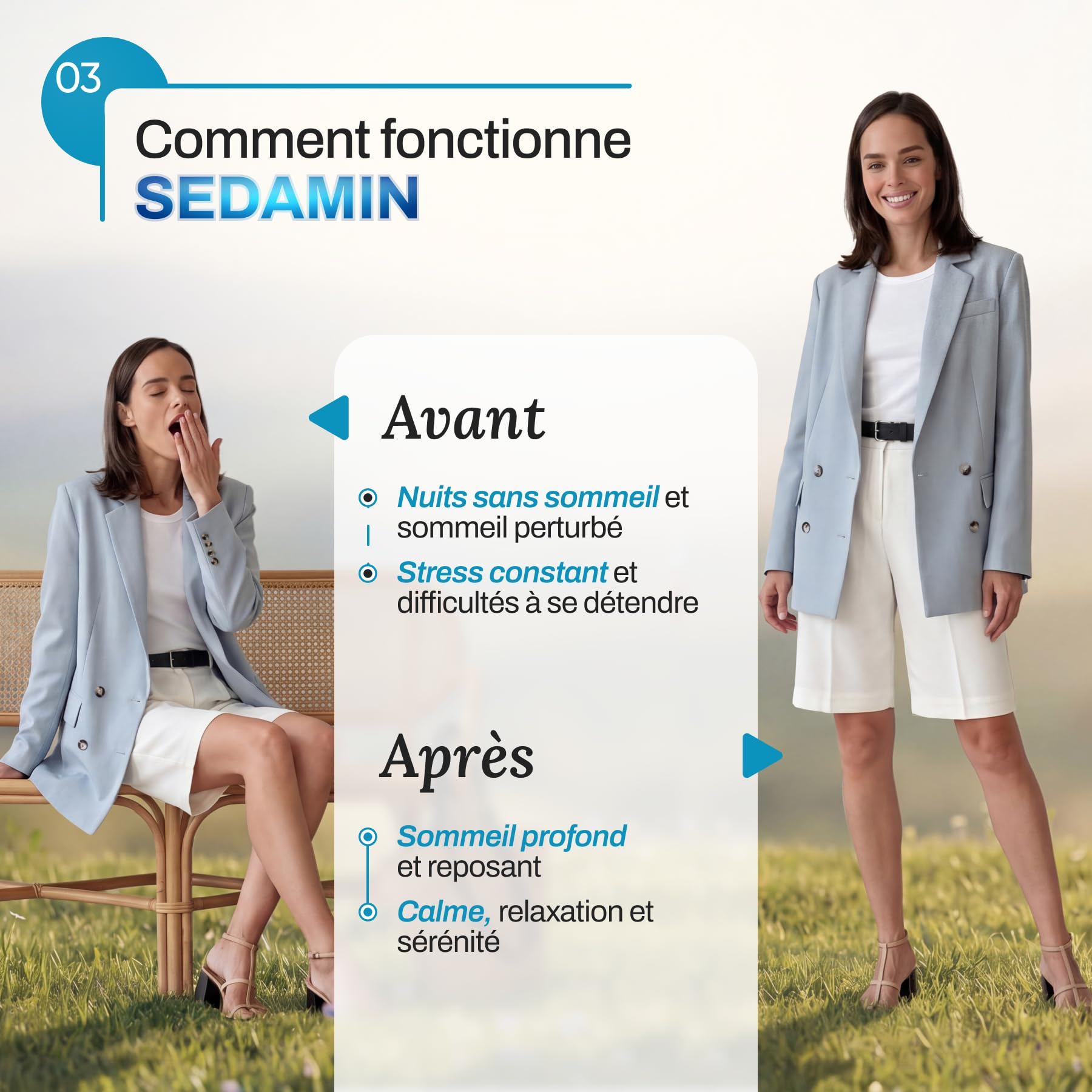 SEDAMIN | Ashwagandha 100mg + Magnésium Bisglycinate 950mg | Sommeil Profond et Réduction Fatigue | avec L-Théanine, Camomille, Passiflore, Vitamines B6, B9, B12 | 30 Gélules