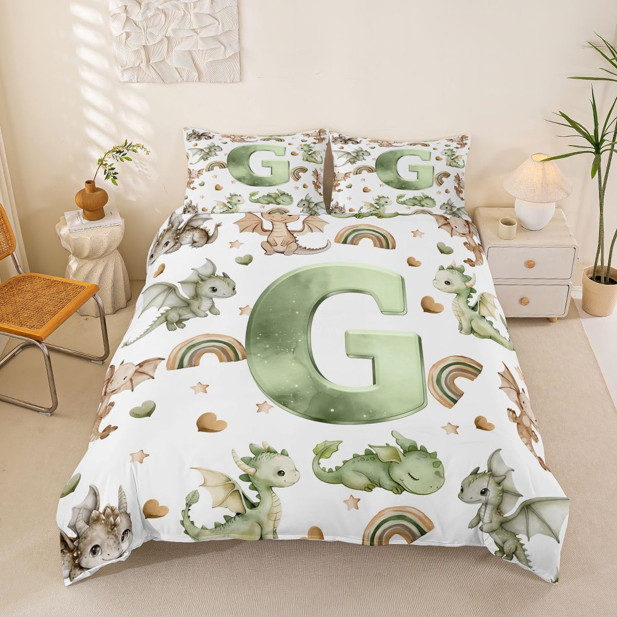 Housse de couette 220x240 dinosaure avec fermeture éclair pour lit enfant facile à border