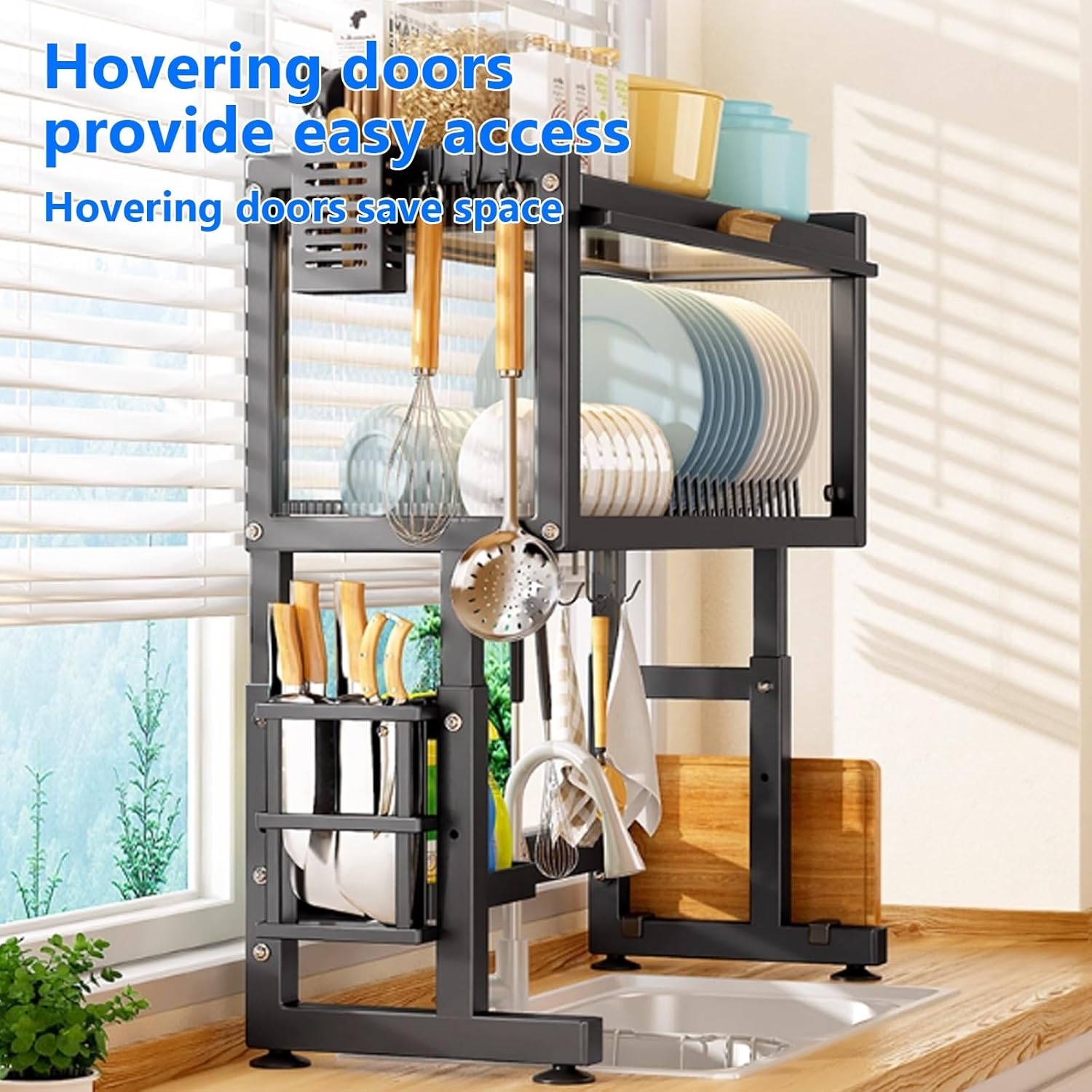 Dish Racks Kitchen Sink Rack countertop dustproof Rack Sink Above The Bowl Drain Rack Bowl and Dish Storage Rack,Over The Sink Dish Drying Rack,Drying Dish Rack(White,95cm/37.4in
