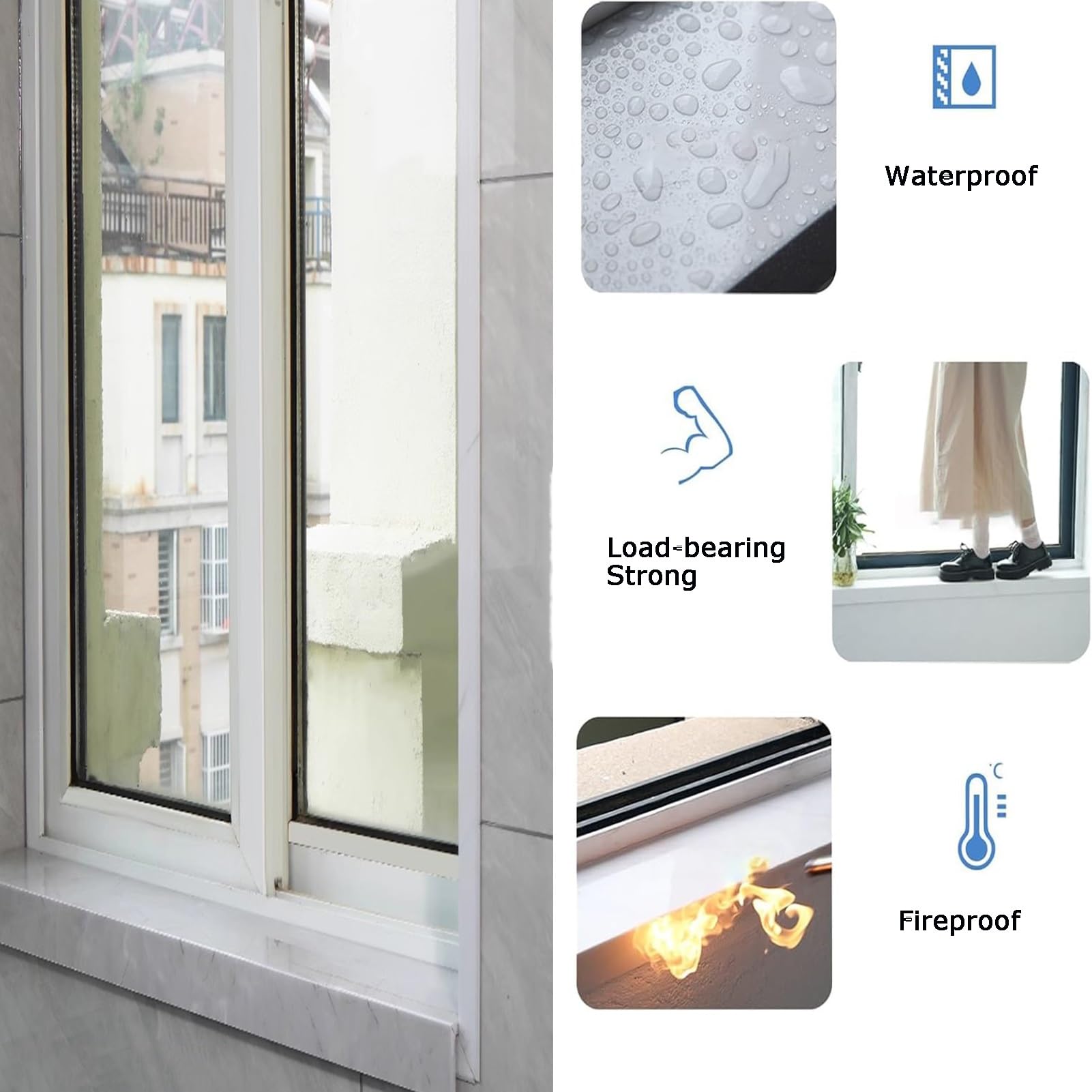 Fatto su Misura Davanzale Finestra PVC, Davanzale Transizioni Porte Alzatina, Resistente Davanzale Pannello Decorativo, PVC Composito Sporgenza Davanzale Copri Baia