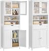 VASAGLE Storage Cabinet, Freestanding Bathroom Storage Unit with Adjustable Shelves, Drawer, Open Compartments, for Bathroom, Living Room, Kitchen, Cloud White BBC768W01