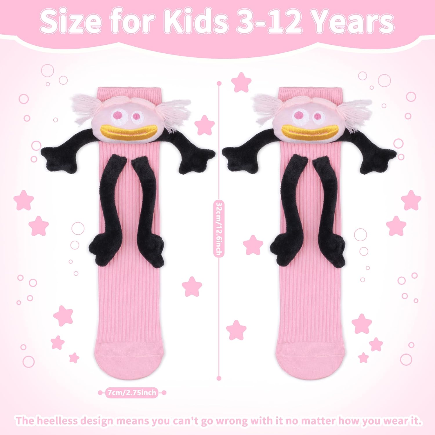 Crazy Socks for Kids - Magnetic Holding Hands 3D Monster Socks Silly Wacky Funny White Elephant Gifts for Kids and Toddler
