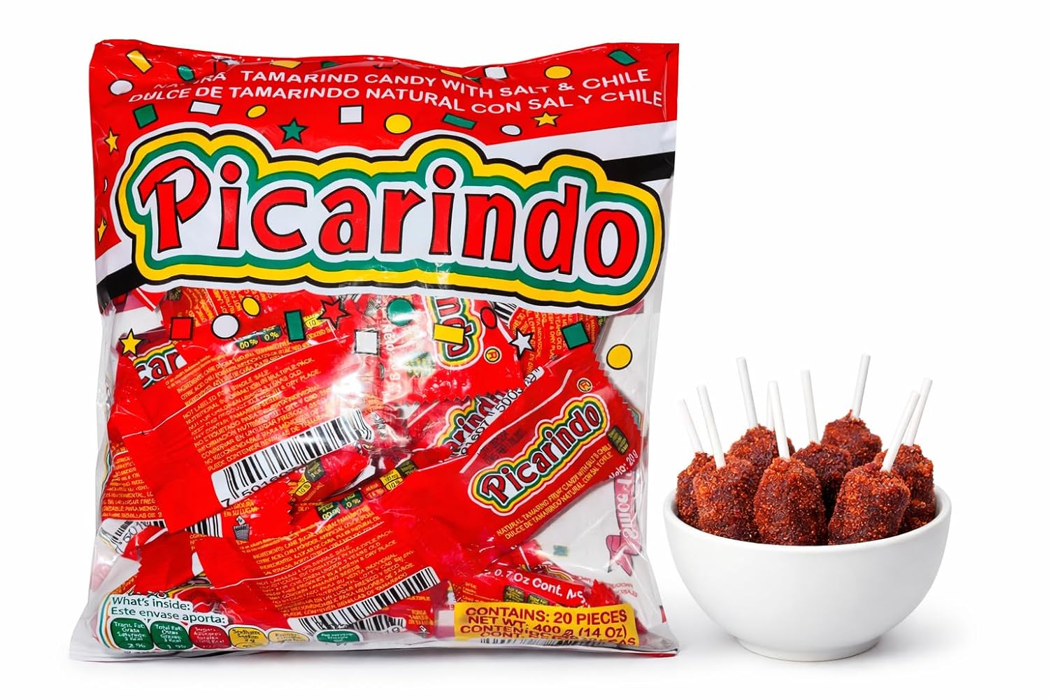 Picarindo Chili Tamarind Candy Bites (14.11 oz Bag) – Authentic Mexican Sweet & Spicy Dulce de Tamarindo, Chamoy Flavored Snacking for Parties, Piñatas & Resale