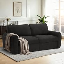 84 Chenille 2-Seater Sofa with High Density Foam, Modern Loveseat Couch with Deep Seats, Upholstered Oversized Sofa with Comfortable Backrests for Living Room, Black