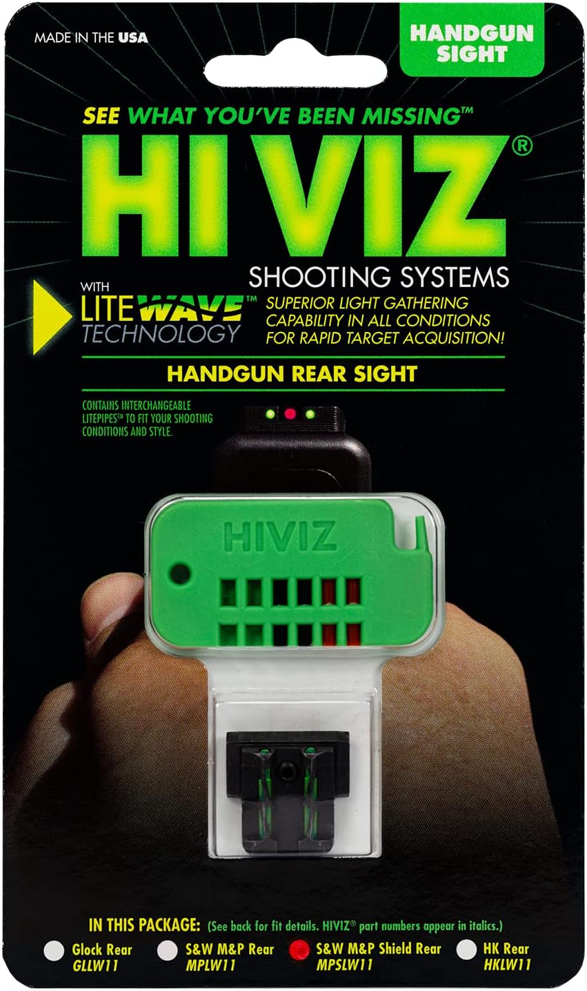 HIVIZ MPSLW11 Interchangeable LITEWAVE Rear Handgun Sight for Smith & Wesson/M&P Shield in 9mm/.40 S&W Caliber