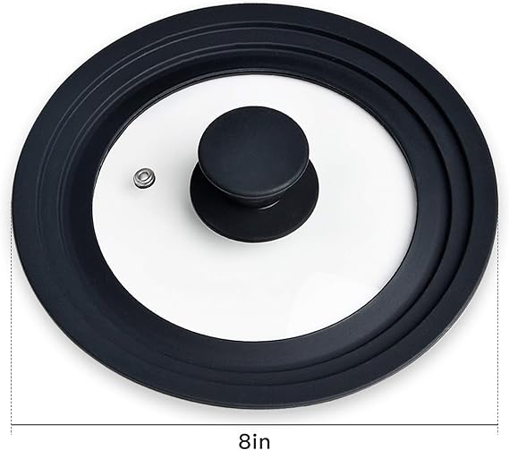 Pot Lid, Universal Small Pan Cover Skillets Tempered Glass Heat Resistant Silicone Rim, Replacement Lids Fits 6,7,8 Inch Cookware for Frying Pan, Crockpot, Cast Iron Skillet