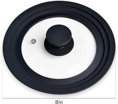 Pot Lid, Universal Small Pan Cover Skillets Tempered Glass Heat Resistant Silicone Rim, Replacement Lids Fits 6,7,8 Inch Cookware for Frying Pan, Crockpot, Cast Iron Skillet