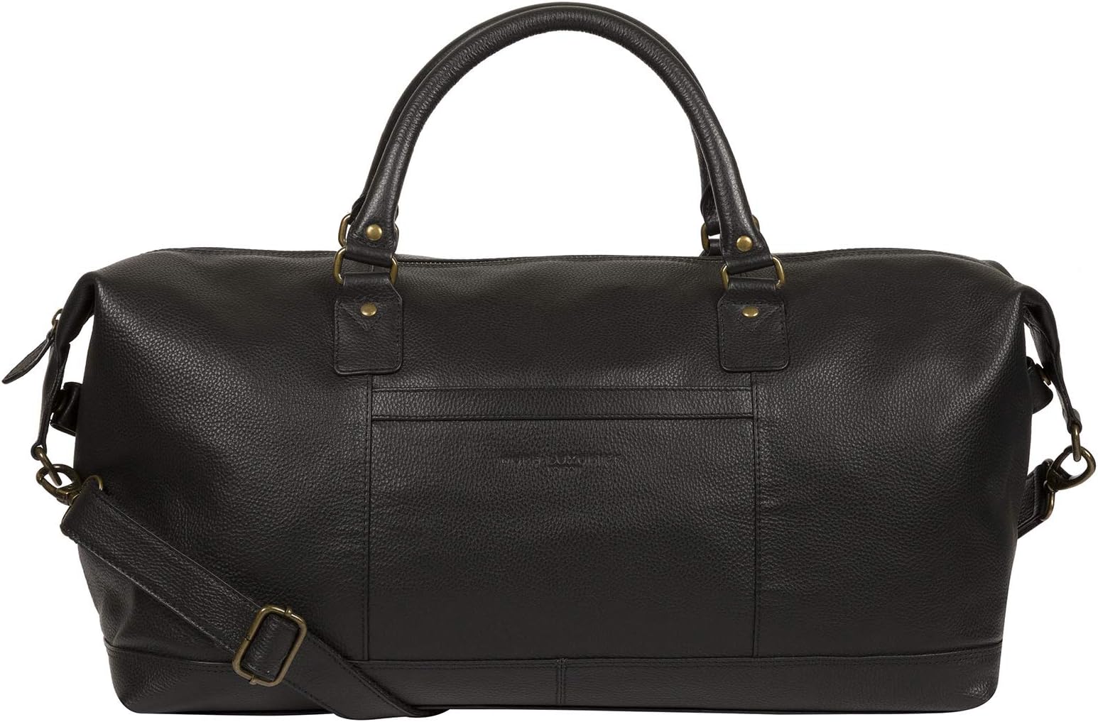 PURE LUXURIES LONDONCargo Men's 46cm Biodegradable Leather Holdall with Zip Over Top, 100% Natural Cotton Lined Compartment and Detachable and Adjustable Canvas and Leather Strap in Black PL19-99