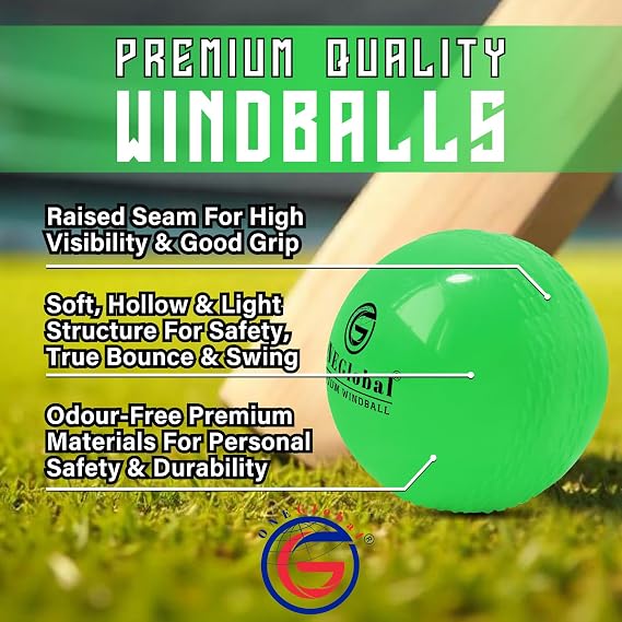 Premium Windball Soft Cricket Ball | Durable, Embossed Seam, True Bounce & Swing | Wind Ball Cricket Balls for Outdoor & Indoor Practice, Coaching, Garden & Beach Games