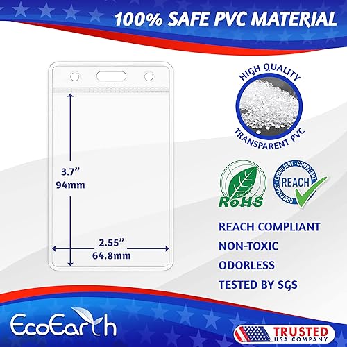 Miniatura 2 de EcoEarth Soporte vertical para tarjetas de identificación sin cremallera con borde suave (transparente, 3.5 x 2.25 pulgadas, paquete de 100 unidades