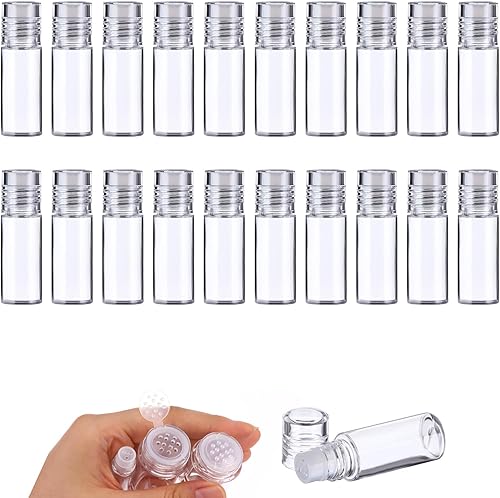Miniatura 9 de 20pcs Mini Clear 0.1 fl oz Polvo Suelto Envase Botella de Plástico Vacía Cosmética Tamiz Polvo Suelto Tarros Contenedor Botella Recargable