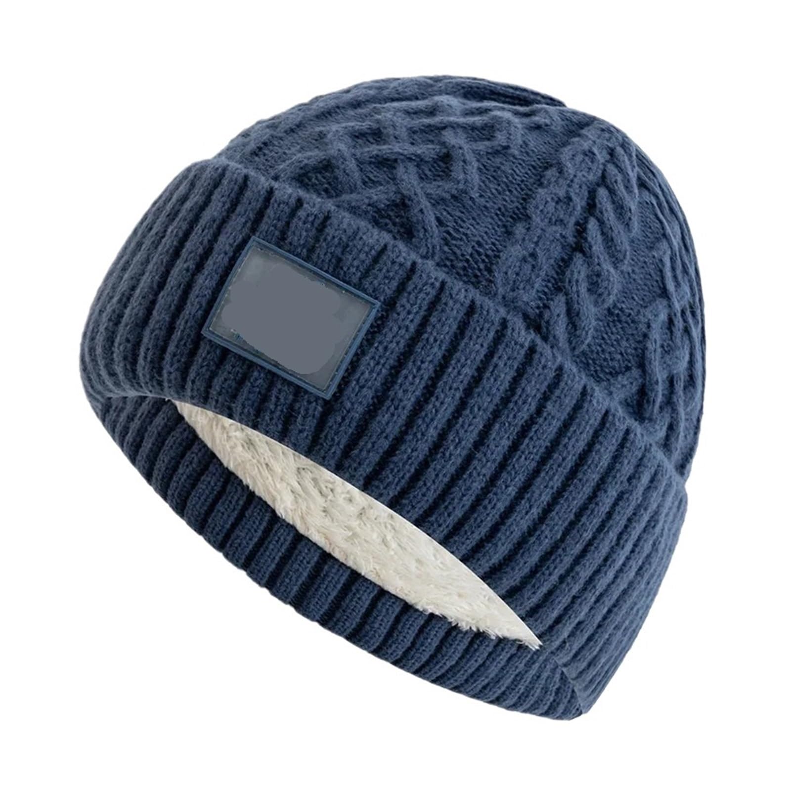 Cappello a cuffia lavorato a maglia, caldo termico foderato in peluche