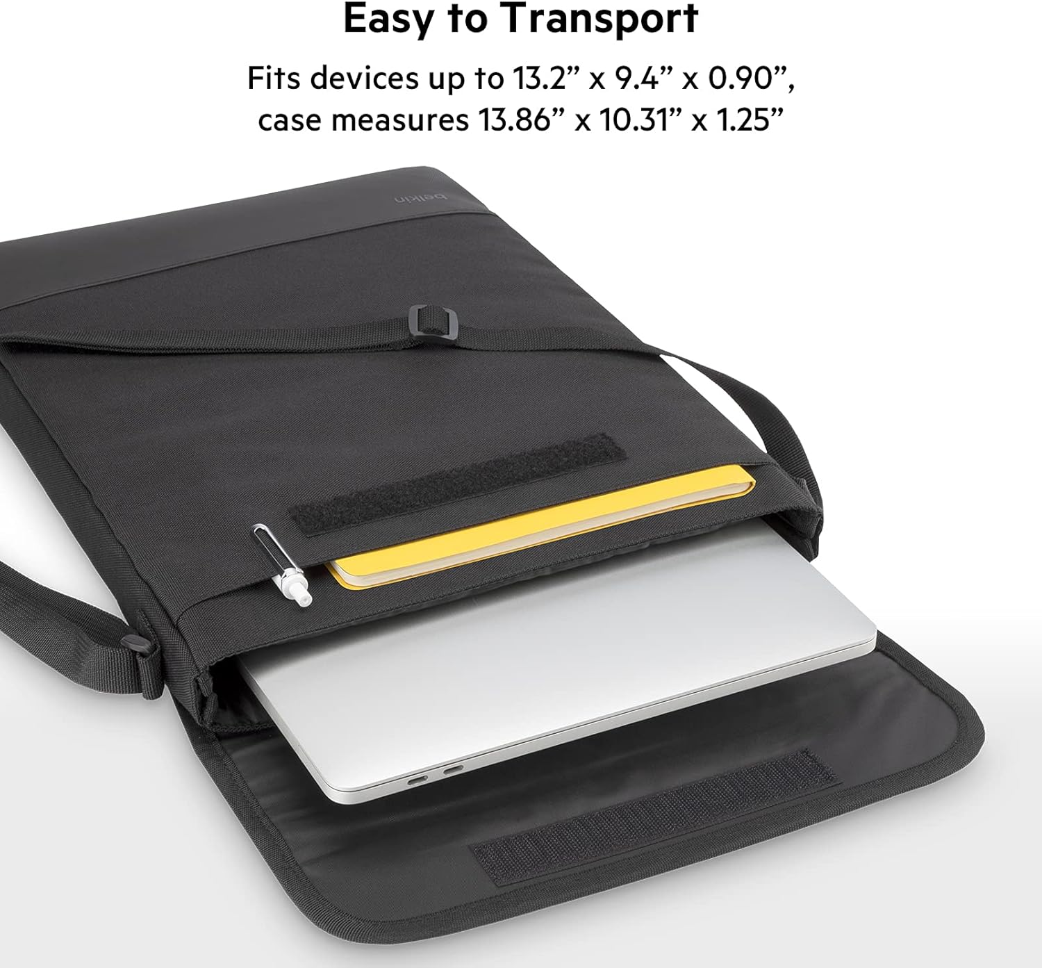 Belkin Protective Laptop Sleeve Case w/Shoulder Strap for 11in to 13in Laptops, Tablets, and Chromebooks - Compatible w/MacBook Pro 13in and Air, iPad Pro 11, 12.9 - Ideal for Travel and Daily Use