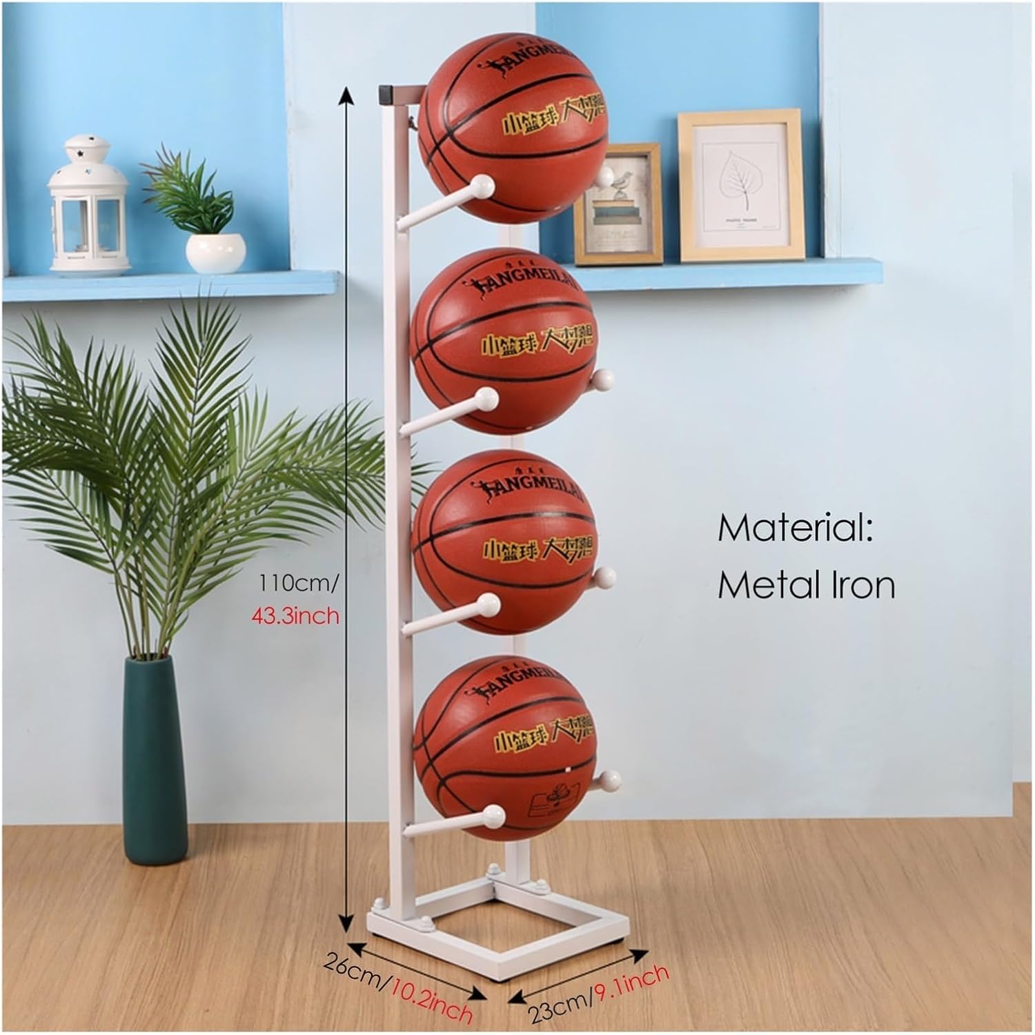 Gym Exercise Ball Holder - 3/4/5-Tier Vertical Storage Rack for Basketball & Sports Balls, Compact Organizer Stand for Garage, School, Nursery, and Clubs, Easy to Use
