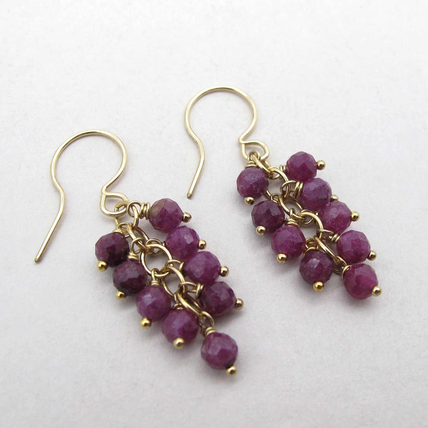 Dainty Genuine Gemstone Earrings Cluster Cascade Drop 14k Gold Filled or Sterling Silver - Image 8