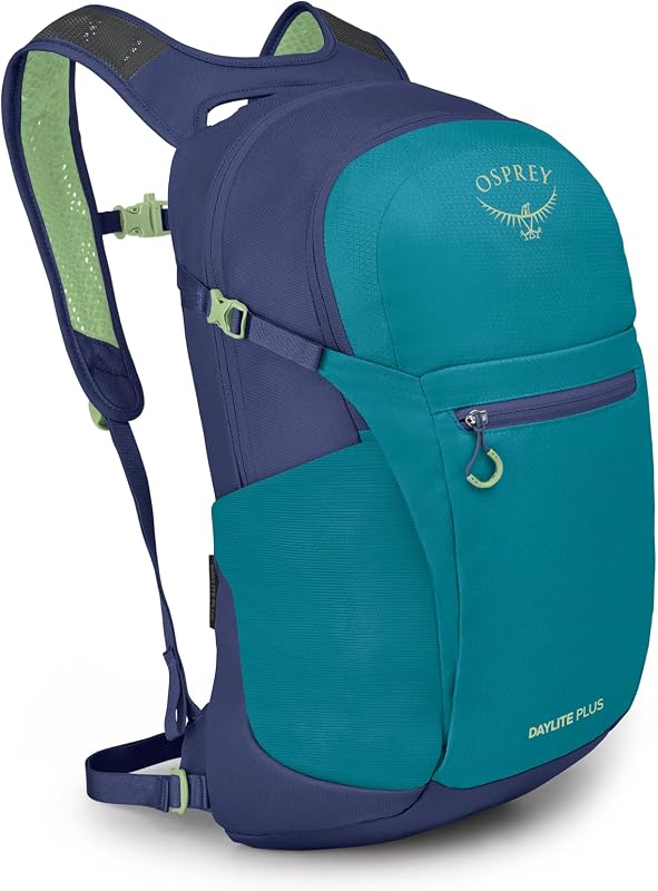 Mochila Osprey Daylite Plus Commuter - Mochila ligera para uso diario con funda para computadora portátil y bolsillos para botellas de agua - Ideal para el trabajo, la escuela y los viajes con almacenamiento versátil, azul Spikemoss/alcalino