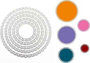 Lace Round Circle Cutting Dies,5 Pcs Round Frame Die Cuts Circle Stencils Die Cut for DIY Photo Album Card Craft Paper Embossing Supplies