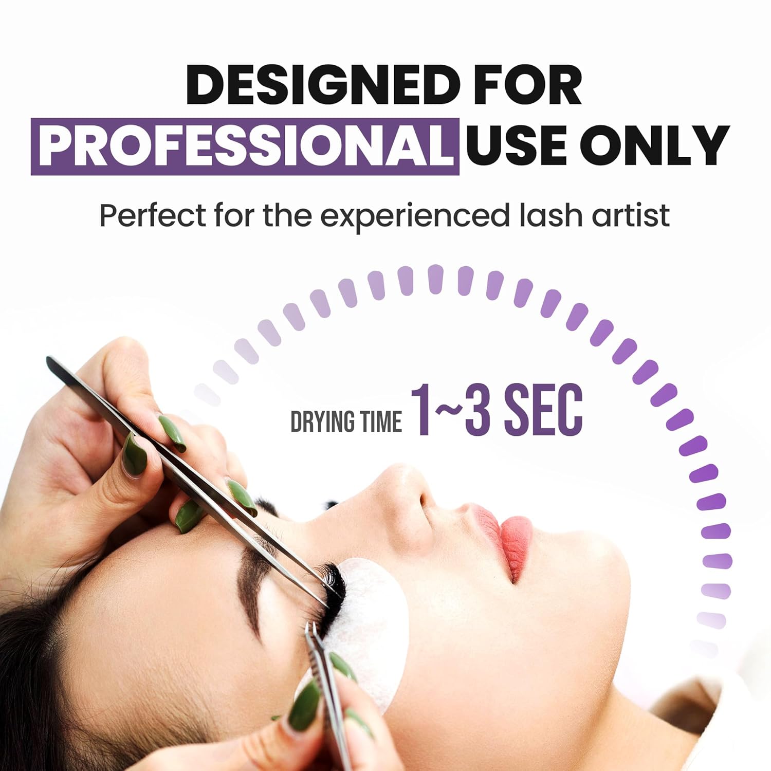 Professional K Beauty Eyelash Extension Adhesive - 1-3 Sec Fast Drying Time - Super Strong - Sensitive for Extensions - Black - 0.35 oz