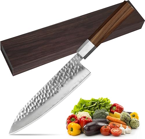 Cuchillo de chef japonés  Cuchillo de chef profesional de 8 pulgadas ultra afilado, cuchillo de cocina japonés de 9 capas VG-10 revestido, cuchillo