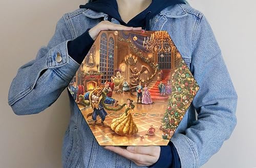 Miniatura 4 de Trend Setters Disney - La Bella y la Bestia - Impresión hexagonal de madera de KNEXAGON de 11.5 x 10 pulgadas - Exhibición de mesa, colgar solo o