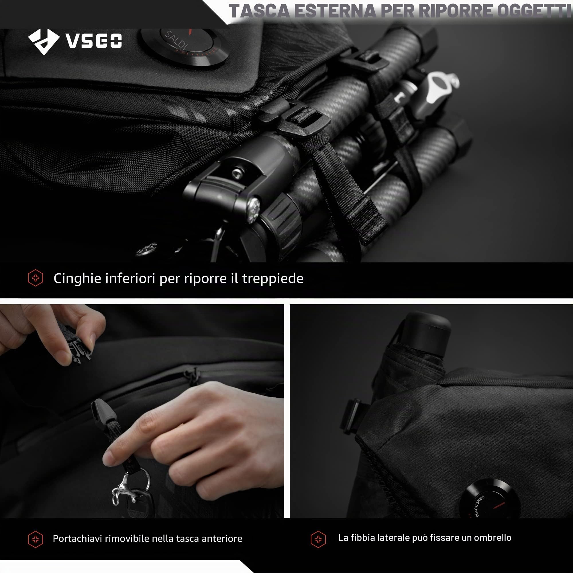 VSGO Borsa a Tracolla Fotografica Professionale da 4L, Borsa a Spalla sul Petto per Uomo e Donna, per Fotocamere Micro-SLR, Attrezzatura per Droni e Archiviazione Digitale