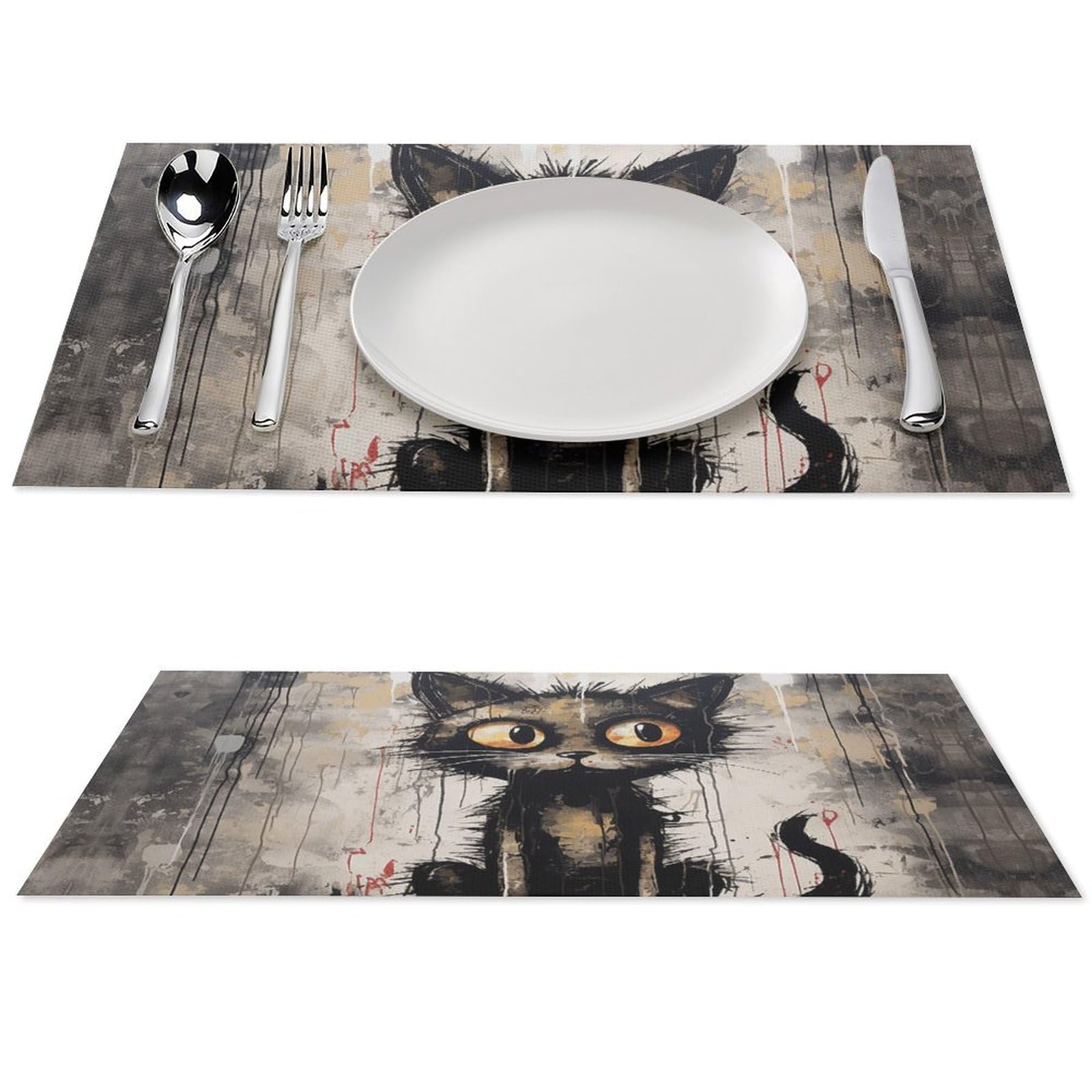 Sets de table en PVC chat noir pour animer vos repas de fête