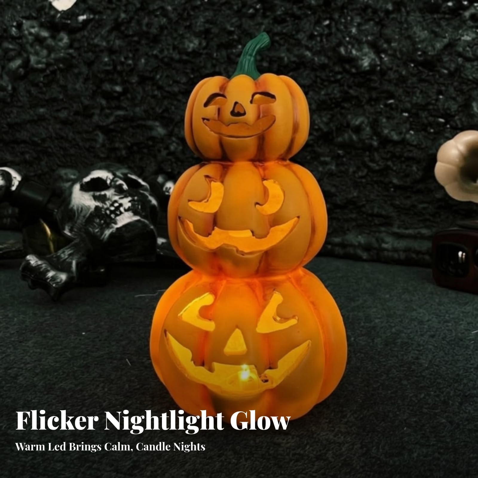 Zucca con Luce Led per Interni Ornamento | Da Tavolo, Lanterna di Halloween, Accogliente, Decorazione Autunnale, per Ingresso