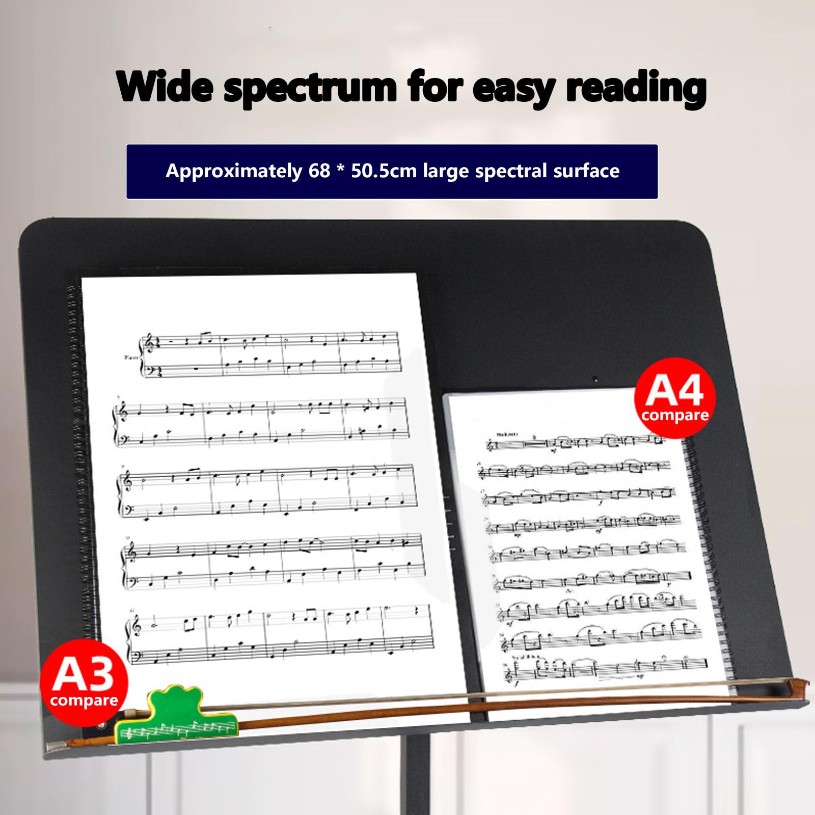 Pupitre pliable 2 en 1 réglable pour partitions et livres, support de lecture portable pour musiciens et étudiants