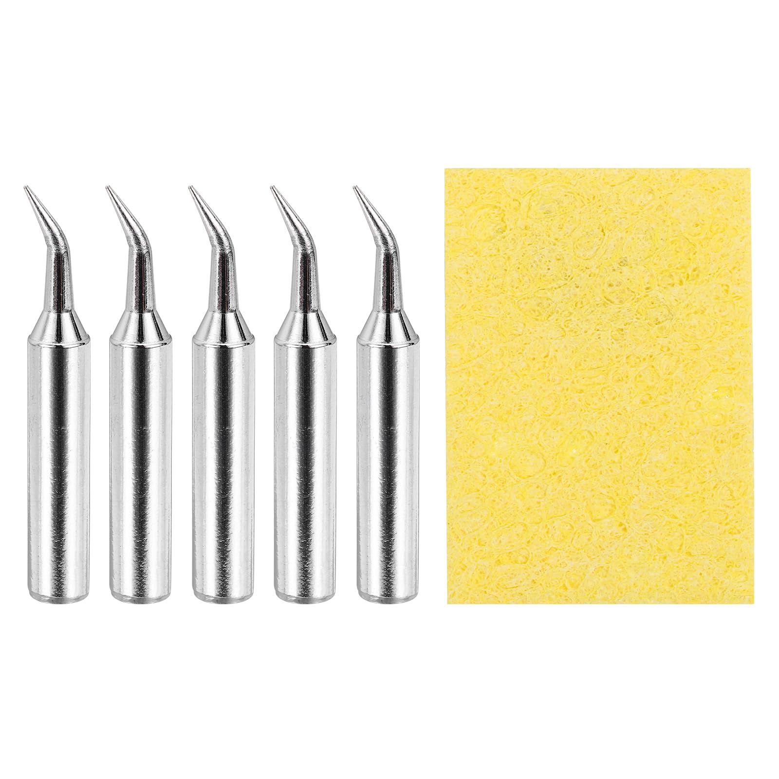 sourcing map Pack of 5 900M Solder Tips Internally Heated Soldering Tips with Cleaning Sponge Pad Replacement Welding Accessories Kit for Electrical Solder Station Tip (900M-T-IS)