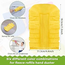 Zubebe 12 Pcs Duster Refill Reusable Fleece Duster Refills Feather Flat Dusters Multi Surface Washable Cleaning Pads Tools for Home, Blinds, Car, Pet, Furniture, Fans (Yellow)