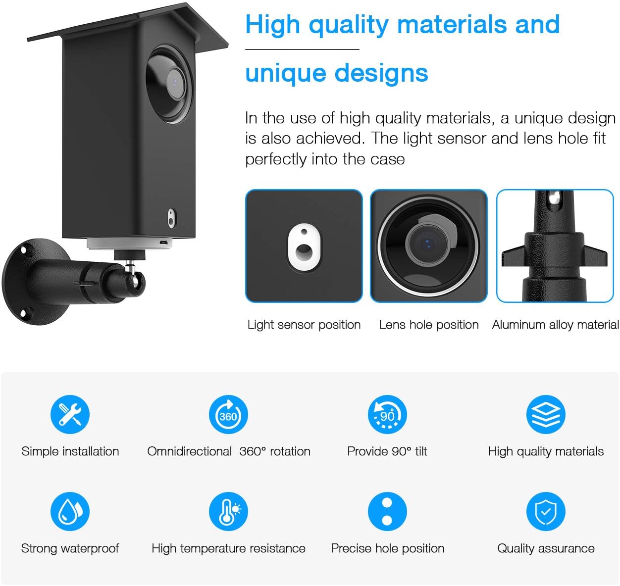 HOLACA Real Water Resistant Protective Case + Metal Wall Mount Bracket for Wyze cam pan,Suitable for Indoor and Outdoor Use,Simple Installation(2Pack,Black)