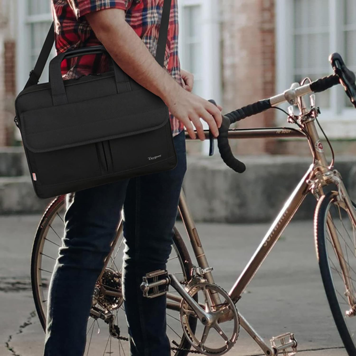 Laptop Bag 15.6 Inch, Business Briefcase Gifts for Men Women, Water Resistant Messenger Shoulder Bag with Strap, Durable Office Bag, Taygeer Carry On Laptop Case for Computer/Notebook/MacBook,Black : Electronics