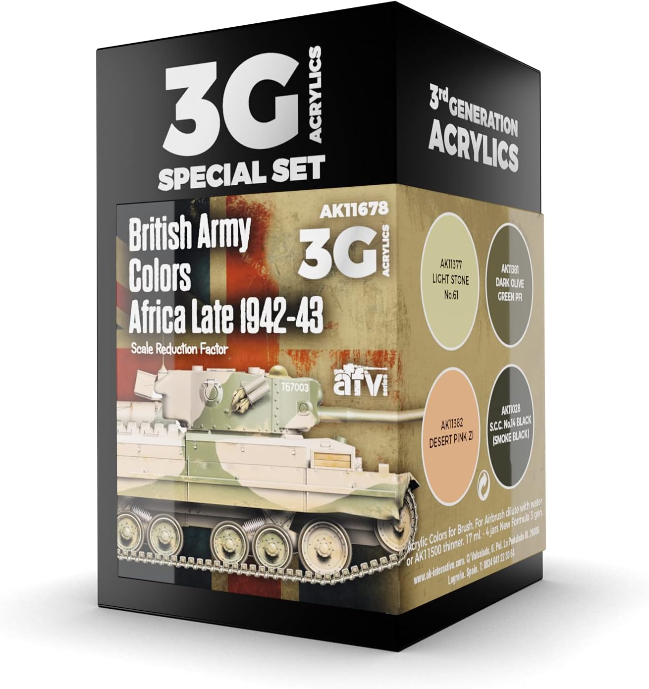 AK Interactive 3G British Army Colors Africa, Late 1942-43 - Plastic Modelling Paints & Accessories, Item # AK-11678