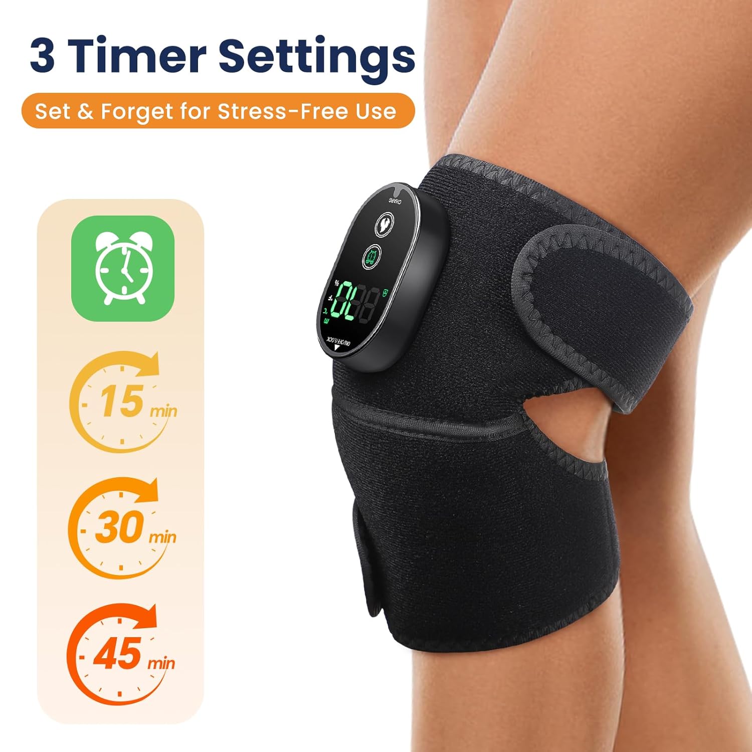 Cordless Knee Heating Pad for Pain Relief, Heat Knee Wrap with 6 Heat Levels and 4 Timers, Heating Pad for Knee Pain Relief, Adjustable Heat Wrap for Shoulder Elbow Leg, Perfect for Dad Mom Elders - Image 4