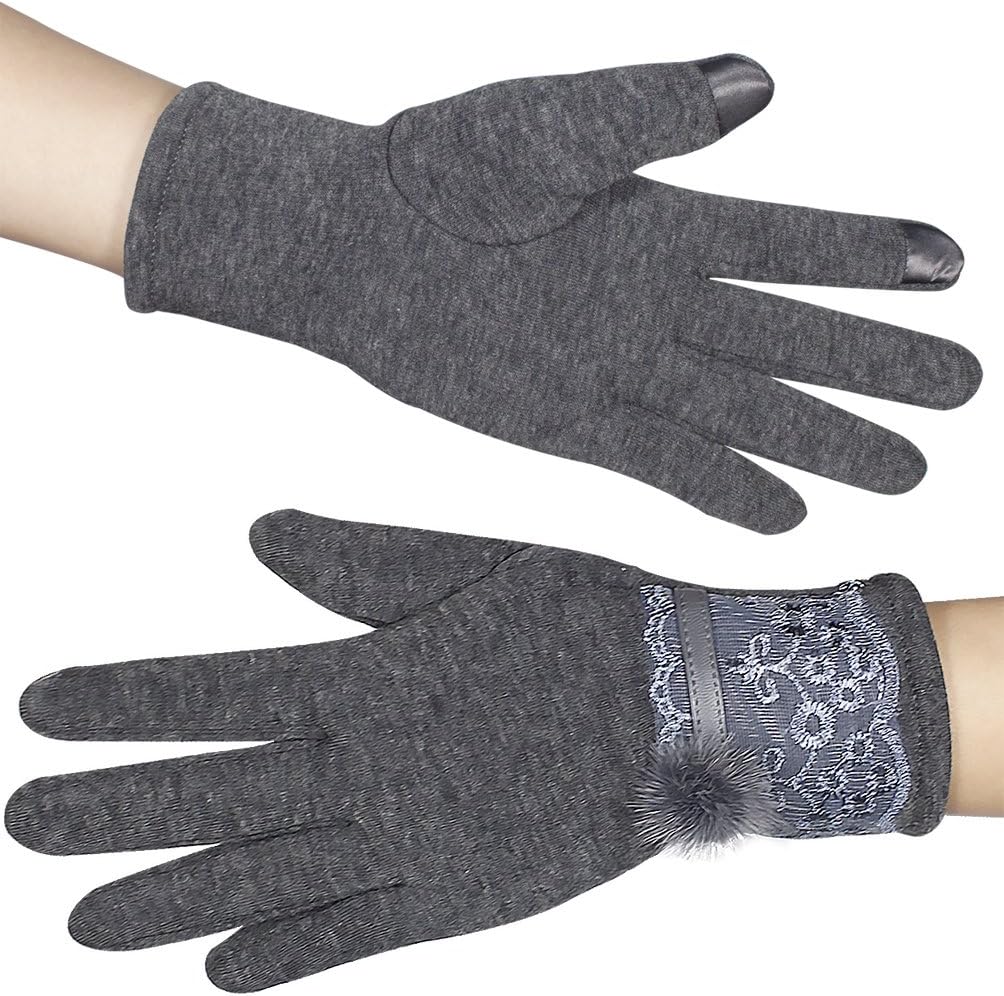 Ruffle Flower Wool Blend Touchscreen Gloves