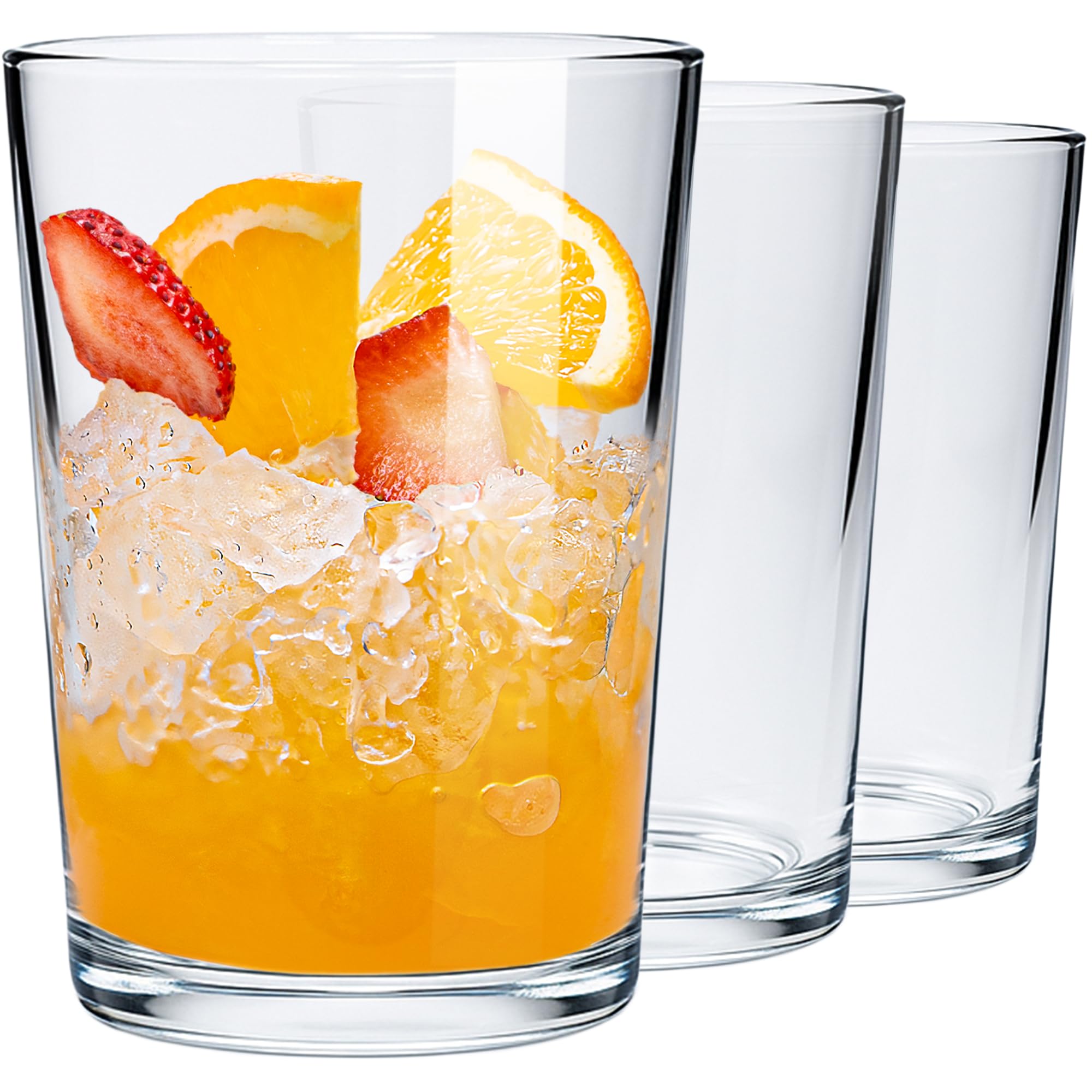 KONZEPT Juego de 12 vasos apilables grandes de 500 ml, fabricados en la UE, aptos para lavavajillas, sin plomo, ideales para agua, zumos y bebidas heladas