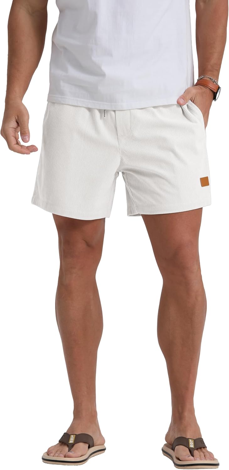 Sailwind Men's Casual 5" Shorts Corduroy Elastic Waist Drawstring Summer Beach Short - Image 5